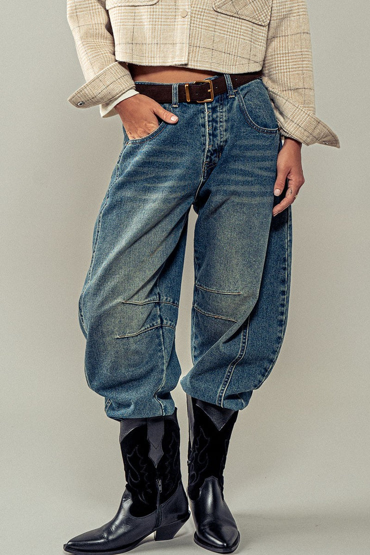 Distressed Barrel Jeans