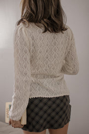 Puff Sleeve Pointelle knit Cardigan