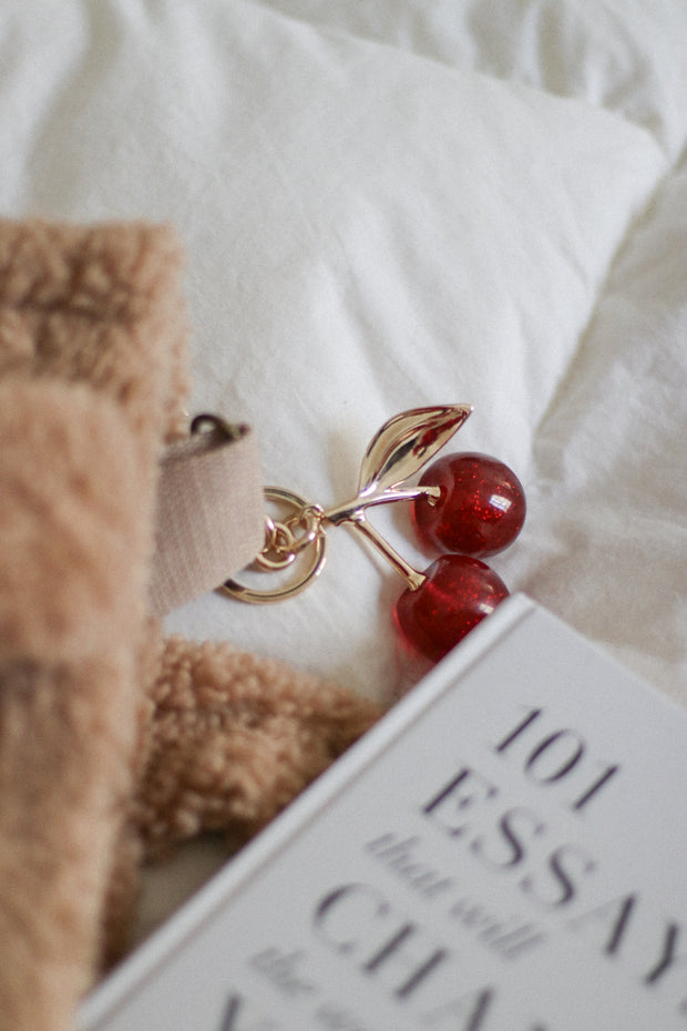 Sparkling Resin Cherry Figure Keyring Bag Charm