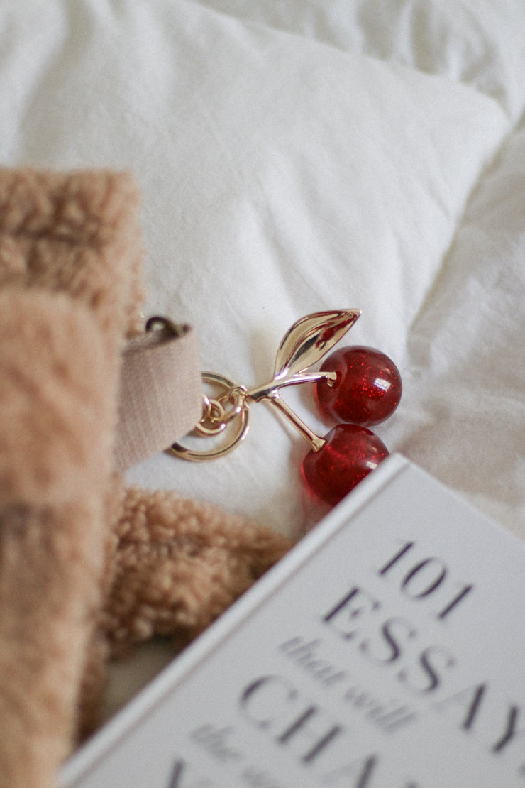 Sparkling Resin Cherry Figure Keyring Bag Charm