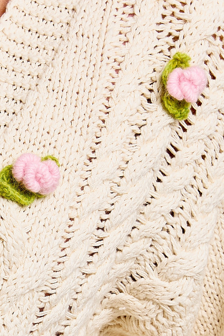 3D Daisy Cable Cardigan