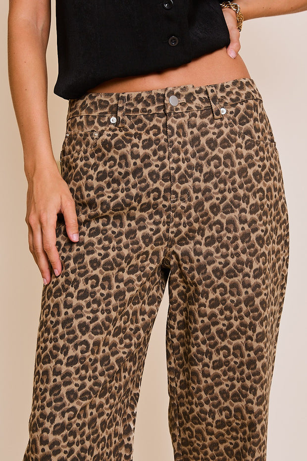 Wide Leg Leopard Print Pant