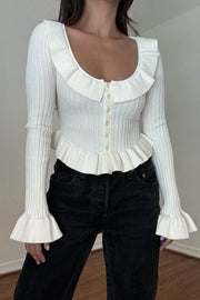 Ribbed Knitted Frill Top