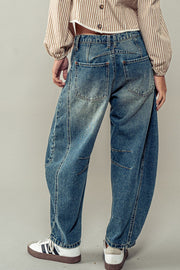 Distressed Barrel Jeans