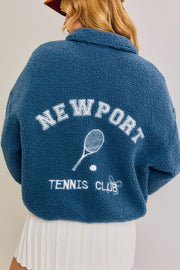 "NEWPORT TENNIS CLUB" EMBO QUARTER ZIP FLEECE