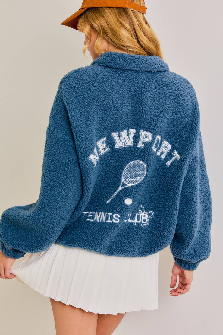 "NEWPORT TENNIS CLUB" EMBO QUARTER ZIP FLEECE