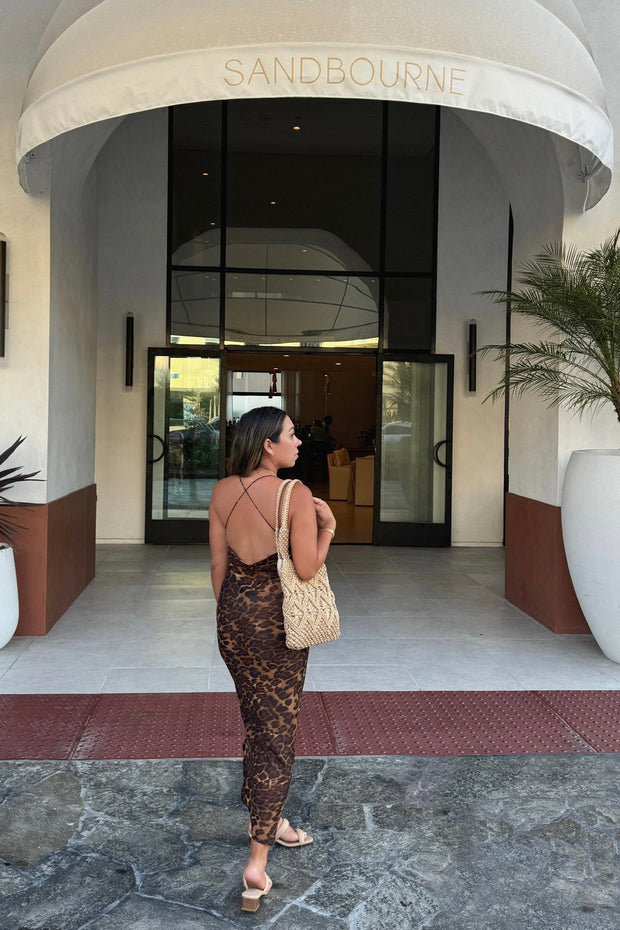 Leopard Print Sheer Maxi Dress