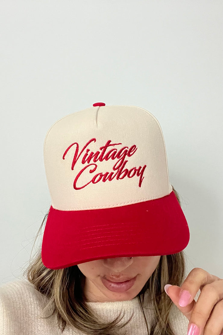 Vintage Cowboy Embroidery Two Tone Baseball Cap