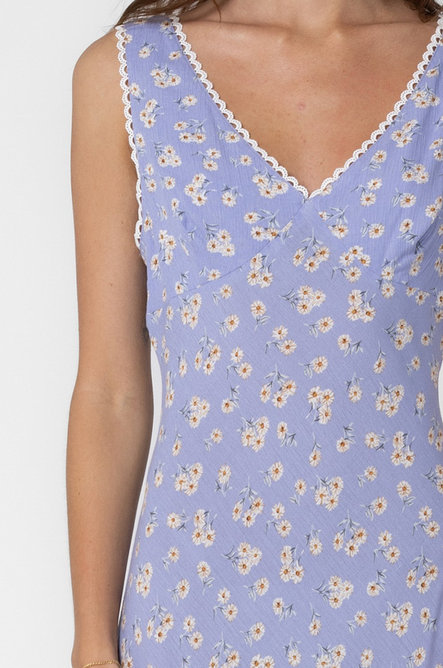 Lavender Floral Print Mini Dress