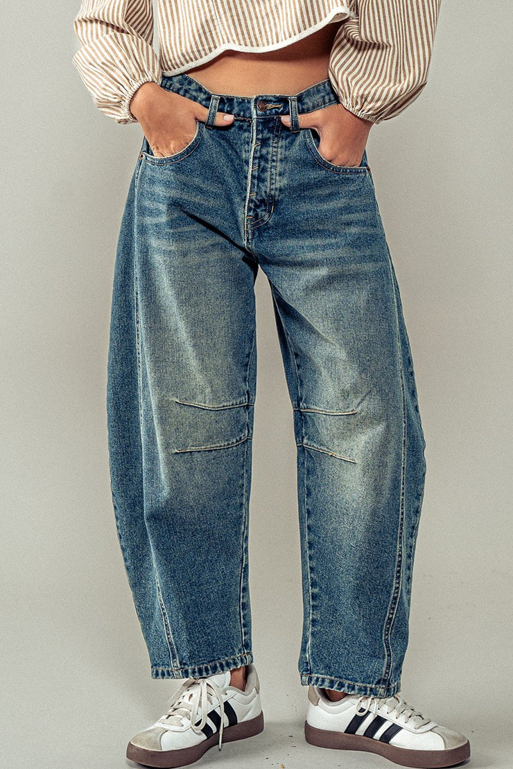 Distressed Barrel Jeans