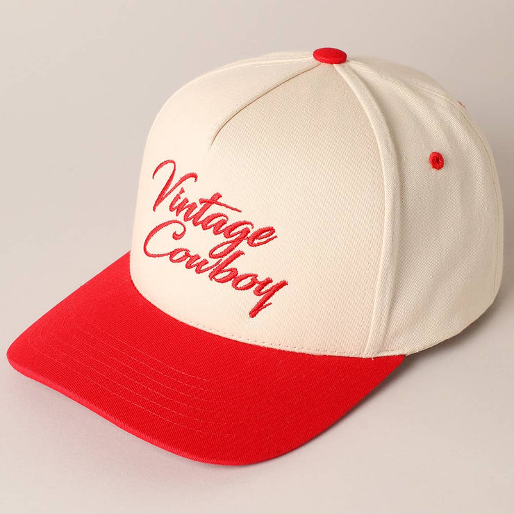 Vintage Cowboy Embroidery Two Tone Baseball Cap