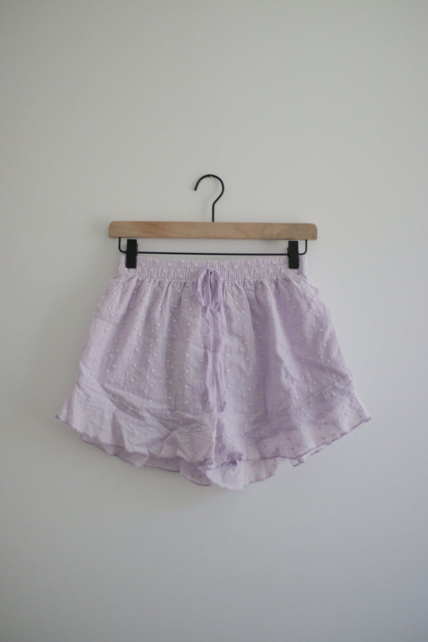Lilac Eyelet High Waisted Shorts