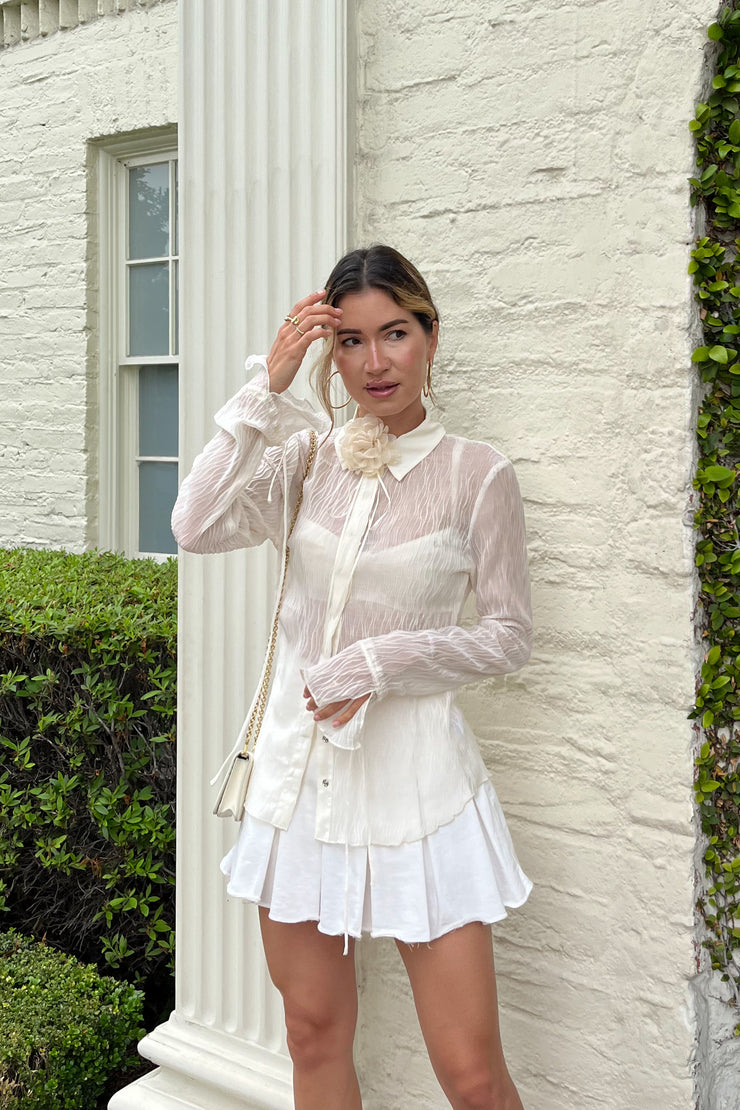 Her Court Pleated Chiffon Blouse