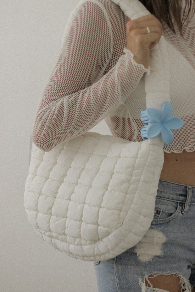 Puff Quilted White Tote Bag