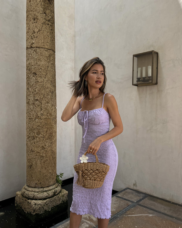Lavender Textured Knit Cotton Dress