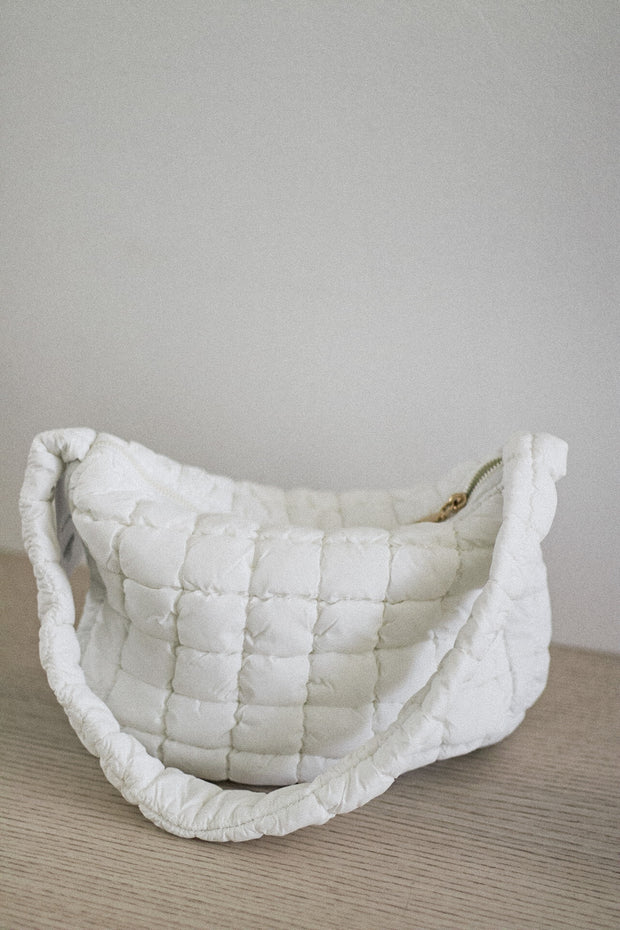 Puff Quilted White Tote Bag