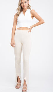 High Waisted Pants with Front Slit