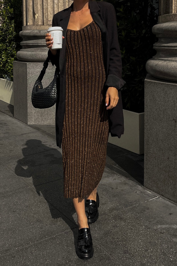 Sleeveless Striped Knit Midi Dress