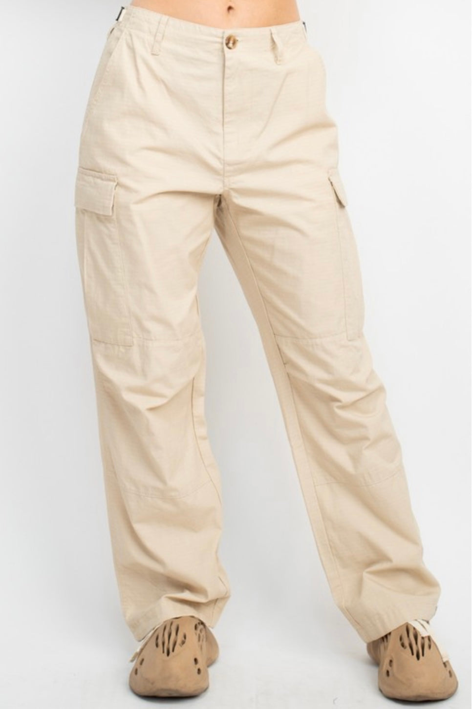Pull & Bear cargo pants with adjustable cuff in khaki | ASOS